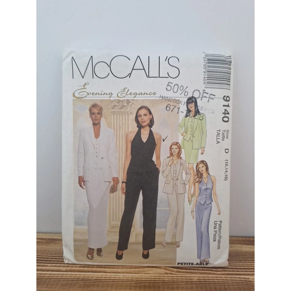 UNCUT‎ MCCALLS#9140 WOMENS SZ 8- 10-12 EVENING WARDROBE SEWING PATTERN